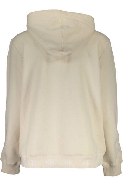 Calvin Klein - Beige Cotton Hooded Sweatshirt with Logo Print