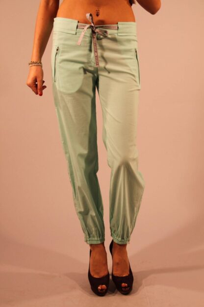 Patrizia Pepe - Elegant Green Nylon Trousers with Chic Logo Detail