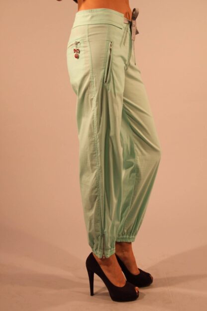 Patrizia Pepe - Elegant Green Nylon Trousers with Chic Logo Detail