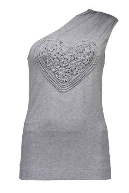 Love Moschino - Chic Gray Single Shoulder Logo Tank