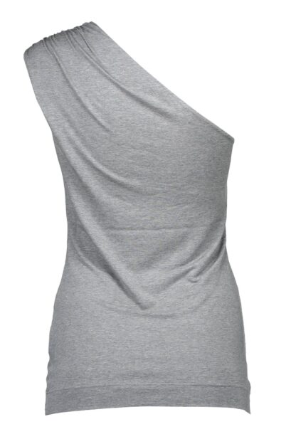 Love Moschino - Chic Gray Single Shoulder Logo Tank