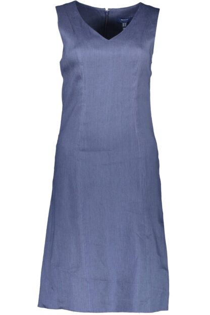 Gant - Elegant Wide Shoulder V-Neck Blue Gown