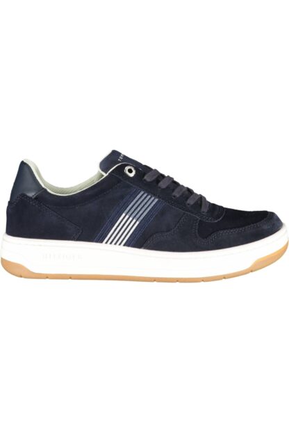 Tommy Hilfiger - Elegant Blue Leather Sneakers with Embroidery