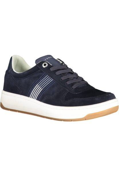 Tommy Hilfiger - Elegant Blue Leather Sneakers with Embroidery