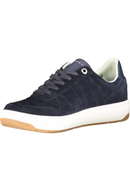 Tommy Hilfiger - Elegant Blue Leather Sneakers with Embroidery