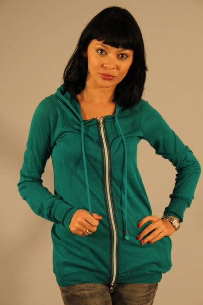 Patrizia Pepe - Chic Green Hooded Zip Sweatshirt with Logo