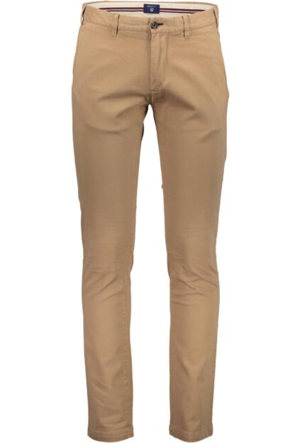 Gant - Beige Cotton Tube Leg Trousers with Logo