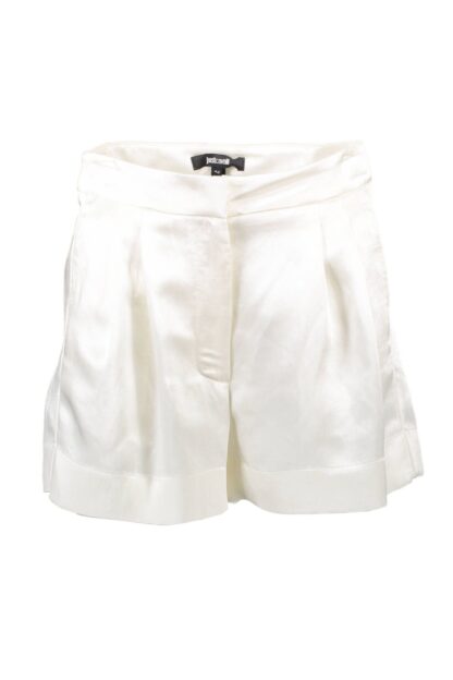 Just Cavalli - Chic White Linen Shorts with Logo Detail