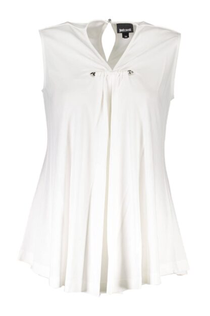 Just Cavalli - Elegant White Tank with Back Button Detail