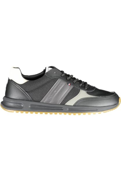 Tommy Hilfiger - Sleek Black Synthetic Lace-Up Sneakers