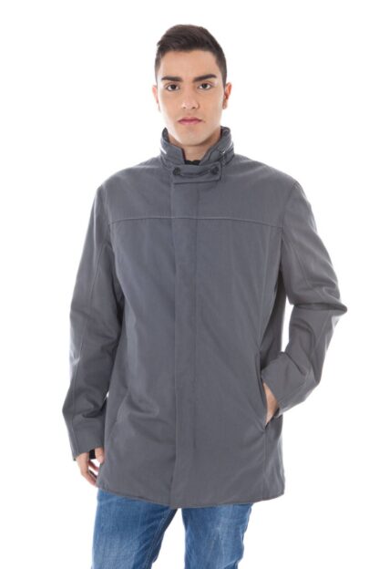 Calvin Klein - Sleek Gray Long Sleeve Jacket with Removable Hood