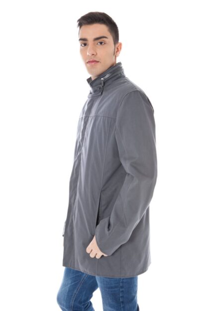 Calvin Klein - Sleek Gray Long Sleeve Jacket with Removable Hood