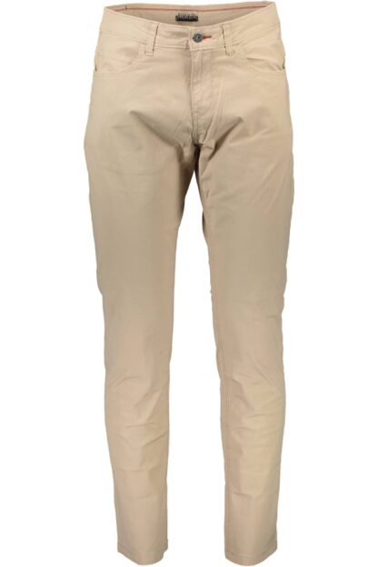 Napapijri - Beige Cotton Trousers with Iconic Logo