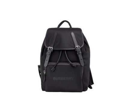 Burberry - Aviator Large Black Branded Econyl Nylon Drawstring Backpack Bookbag