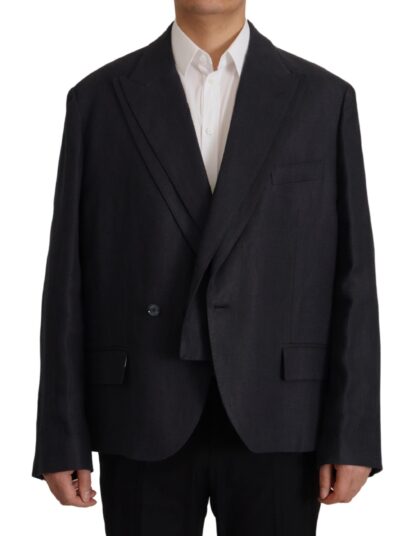 Dolce & Gabbana - Sleek Double Breasted Navy Linen Blazer