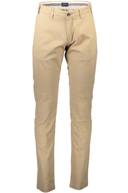 Gant - Beige Cotton Men Slim Trouser