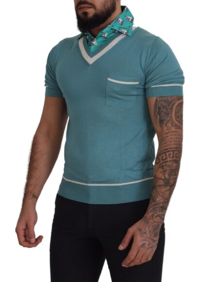 Dolce & Gabbana - Elegant Silk Polo Tee with Boat Collar Print