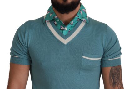 Dolce & Gabbana - Elegant Silk Polo Tee with Boat Collar Print