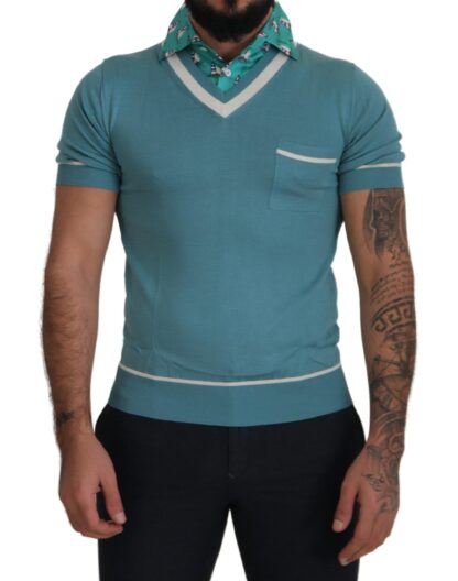 Dolce & Gabbana - Elegant Silk Polo Tee with Boat Collar Print