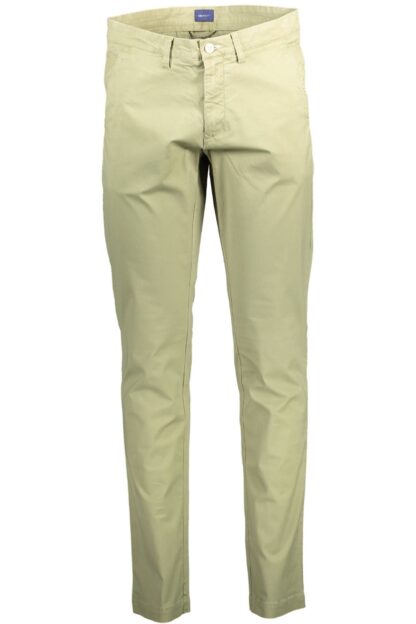 Gant - Green Cotton Men Slim Pant