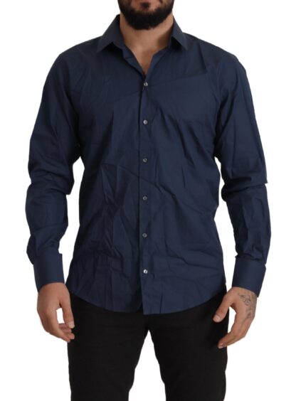 Dolce & Gabbana - Elegant Slim Fit Blue Martini Dress Shirt