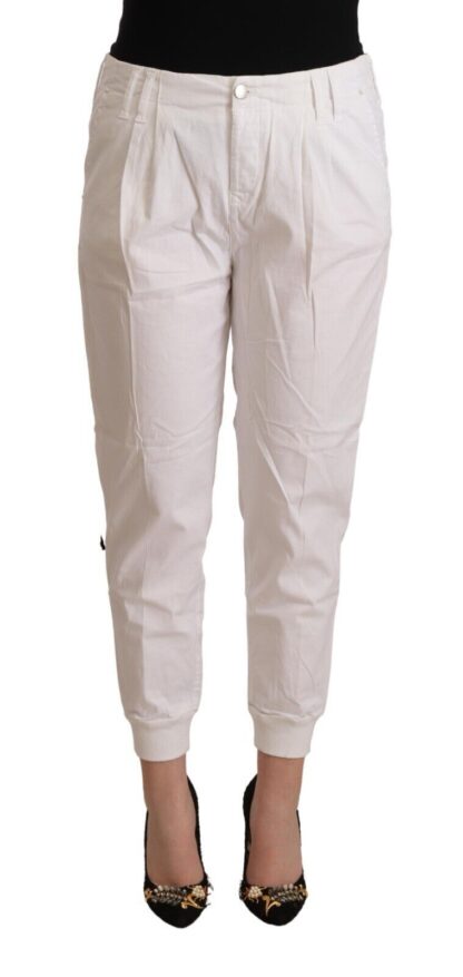 Met - Chic White Tapered Cropped Pants