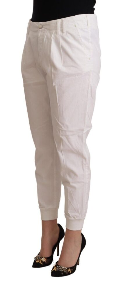 Met - Chic White Tapered Cropped Pants