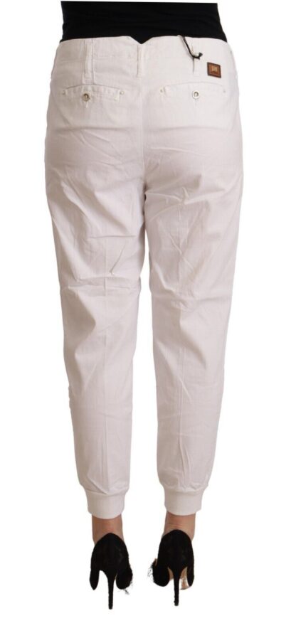 Met - Chic White Tapered Cropped Pants