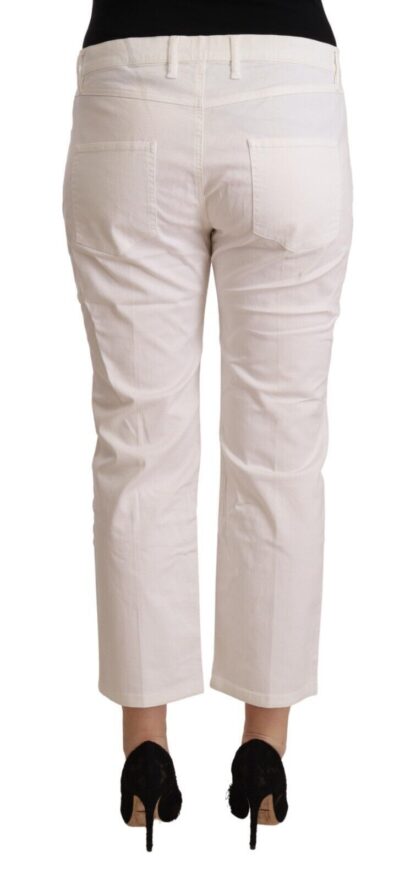 L'Autre Chose - Chic White Mid Waist Skinny Cropped Jeans