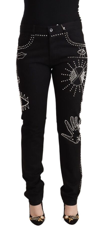 Valentino - Embellished Black Mid-Waist Denim