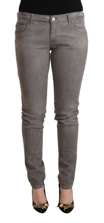 Acht - Chic Gray Low Waist Skinny Cotton Jeans