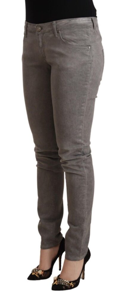 Acht - Chic Gray Low Waist Skinny Cotton Jeans