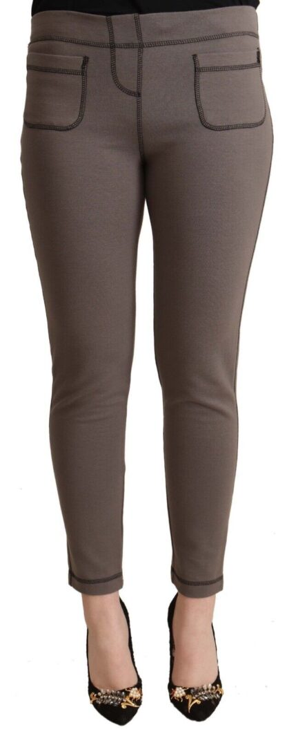 John Galliano - Chic Gray Mid Waist Skinny Pants for Sophisticated Style