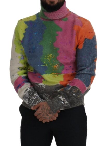 Dolce & Gabbana - Multicolor Turtleneck TV Motive Sweater