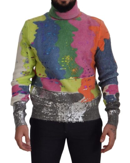 Dolce & Gabbana - Multicolor Turtleneck TV Motive Sweater