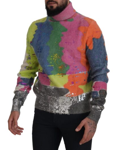 Dolce & Gabbana - Multicolor Turtleneck TV Motive Sweater