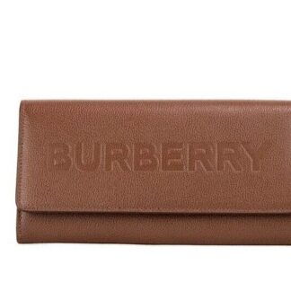 Burberry - Porter Black Grained Leather Branded Logo Embossed Clutch Flap Wallet