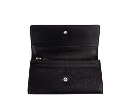 Burberry - Porter Black Grained Leather Branded Logo Embossed Clutch Flap Wallet