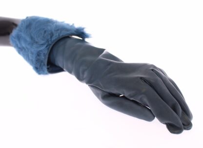 Dolce & Gabbana - Elegant Blue Lambskin Leather Gloves