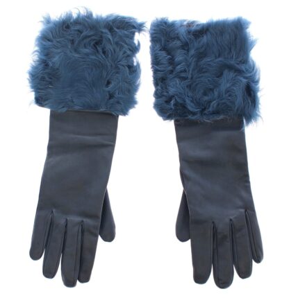 Dolce & Gabbana - Elegant Blue Lambskin Leather Gloves