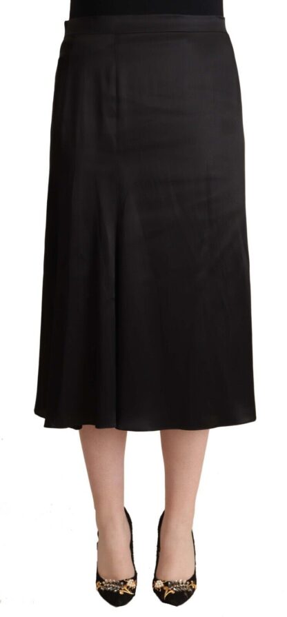 Blumarine - Elegant High Waist Midi Black Skirt