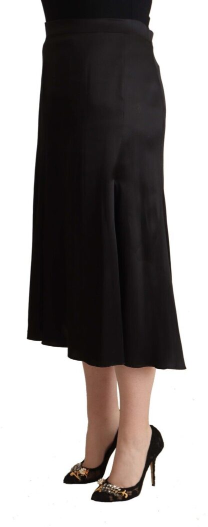 Blumarine - Elegant High Waist Midi Black Skirt