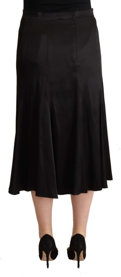 Blumarine - Elegant High Waist Midi Black Skirt