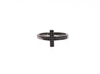 Nialaya - Exquisite Black CZ Crystal Sterling Silver Ring