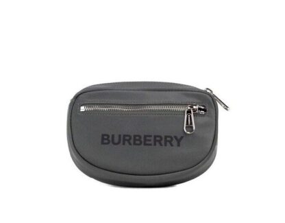 Burberry - Cannon Charcoal Grey Branded Nylon Econyl Belt Bag Fanny Pack Handbag