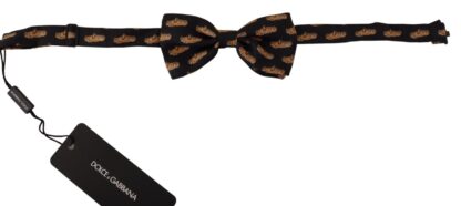 Dolce & Gabbana - Black Orange Car Print Silk Bow Tie