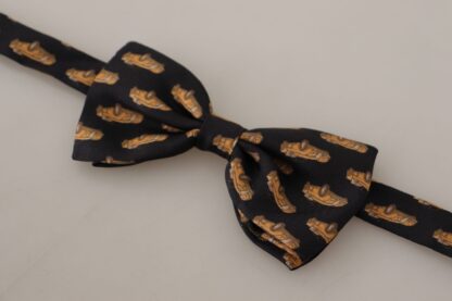 Dolce & Gabbana - Black Orange Car Print Silk Bow Tie