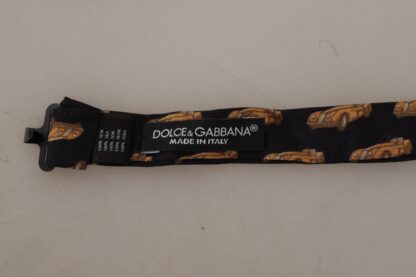 Dolce & Gabbana - Black Orange Car Print Silk Bow Tie