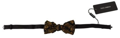 Dolce & Gabbana - Elegant Black Gold Floral Silk Bow Tie