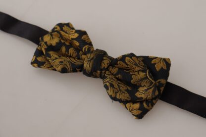 Dolce & Gabbana - Elegant Black Gold Floral Silk Bow Tie